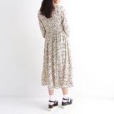 小花柄シャーリングロングワンピース