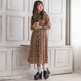 小花柄シャーリングロングワンピース