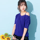 【メール便】メタル付きワンショルTシャツ