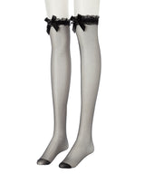 シースルーフリルリボンニーハイソックス