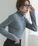 【10/23 10:59までの特別価格】ロングスリーブカラフルリブタートルニット