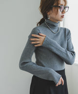 【10/23 10:59までの特別価格】ロングスリーブカラフルリブタートルニット