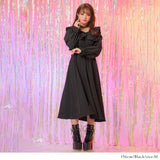 2wayオフショルカシュクールフリルカラーウエストリブワンピース