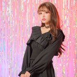 2wayオフショルカシュクールフリルカラーウエストリブワンピース