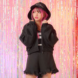 コンパクト丈オーバーサイズ裏起毛パーカー【スウェット】【裏毛】