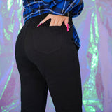 裾レースストレッチスキニーパンツ