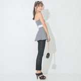 ビジュージップハイウエスト脇レース魅せギャルスキニーパンツ