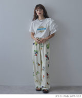 異素材フリルTシャツ【チュール】