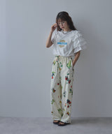 異素材フリルTシャツ【チュール】