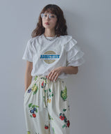 異素材フリルTシャツ【チュール】