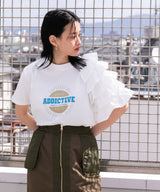 異素材フリルTシャツ【チュール】