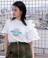 異素材フリルTシャツ【チュール】