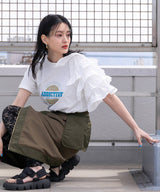 異素材フリルTシャツ【チュール】