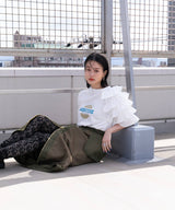 異素材フリルTシャツ【チュール】