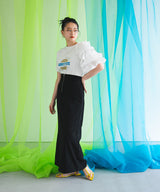 異素材フリルTシャツ【チュール】