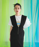 異素材フリルTシャツ【チュール】