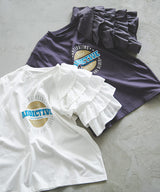 異素材フリルTシャツ【チュール】