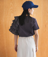 異素材フリルTシャツ【チュール】