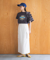 異素材フリルTシャツ【チュール】