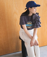異素材フリルTシャツ【チュール】