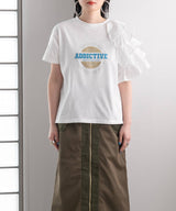 異素材フリルTシャツ【チュール】
