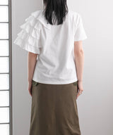 異素材フリルTシャツ【チュール】