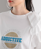 異素材フリルTシャツ【チュール】