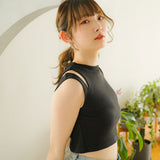 【メール便】ショルダースリットハイネックトップス