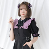 キラキラハートビジューレース2個セットリボンクリップ