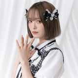 キラキラハートビジューレース2個セットリボンクリップ