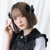 キラキラハートビジューレース2個セットリボンクリップ