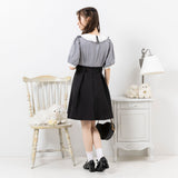 【10/23 10:59までの特別価格】丸襟フリルリボン半袖ワンピース