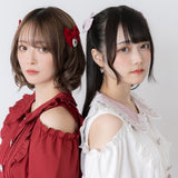 ちびベロアリボンハートパールツインヘアクリップ2個セット