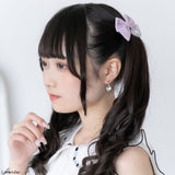 ちびベロアリボンハートパールツインヘアクリップ2個セット