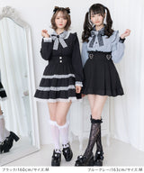 【10/23 10:59までの特別価格】レース重ねハートリボンフリルブラウス