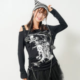 スカル蜘蛛の巣長袖Ｔシャツ