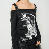 スカル蜘蛛の巣長袖Ｔシャツ