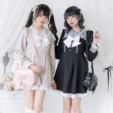 【10/23 10:59までの特別価格】レース重ねパールリボンお嬢様ワンピース