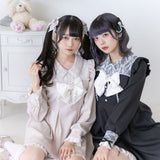 【10/23 10:59までの特別価格】レース重ねパールリボンお嬢様ワンピース