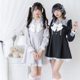 【10/23 10:59までの特別価格】レース重ねパールリボンお嬢様ワンピース