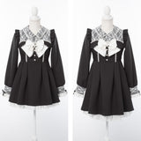 【10/23 10:59までの特別価格】レース重ねパールリボンお嬢様ワンピース