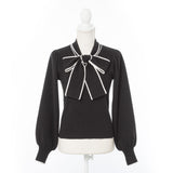 【10/23 10:59までの特別価格】シンプルボウタイニットトップス
