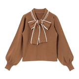 【10/23 10:59までの特別価格】シンプルボウタイニットトップス