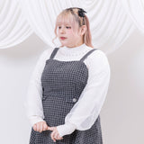袖チュールラウンドビジューハイネックニットトップス