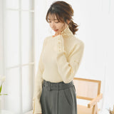 【10/23 10:59までの特別価格】スリーブボタンタートルニットトップス