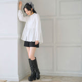 イージーケアハイネックペプラムブラウス