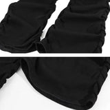 裾くしゅくしゅ極伸びストレッチフレアパンツ