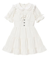 【10/23 10:59までの特別価格】丸襟ビスチェティアードワンピース