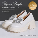 7.5cm低め厚底ビジューローファーパンプス
