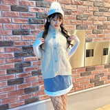 裏モコモコ暖かいデニムミニスカートセットアップ